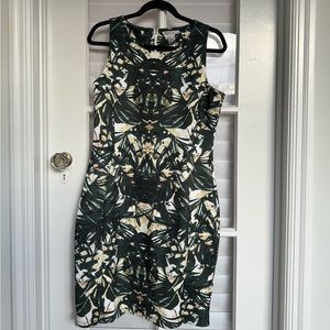 H&M shift floral green dress sleeveless